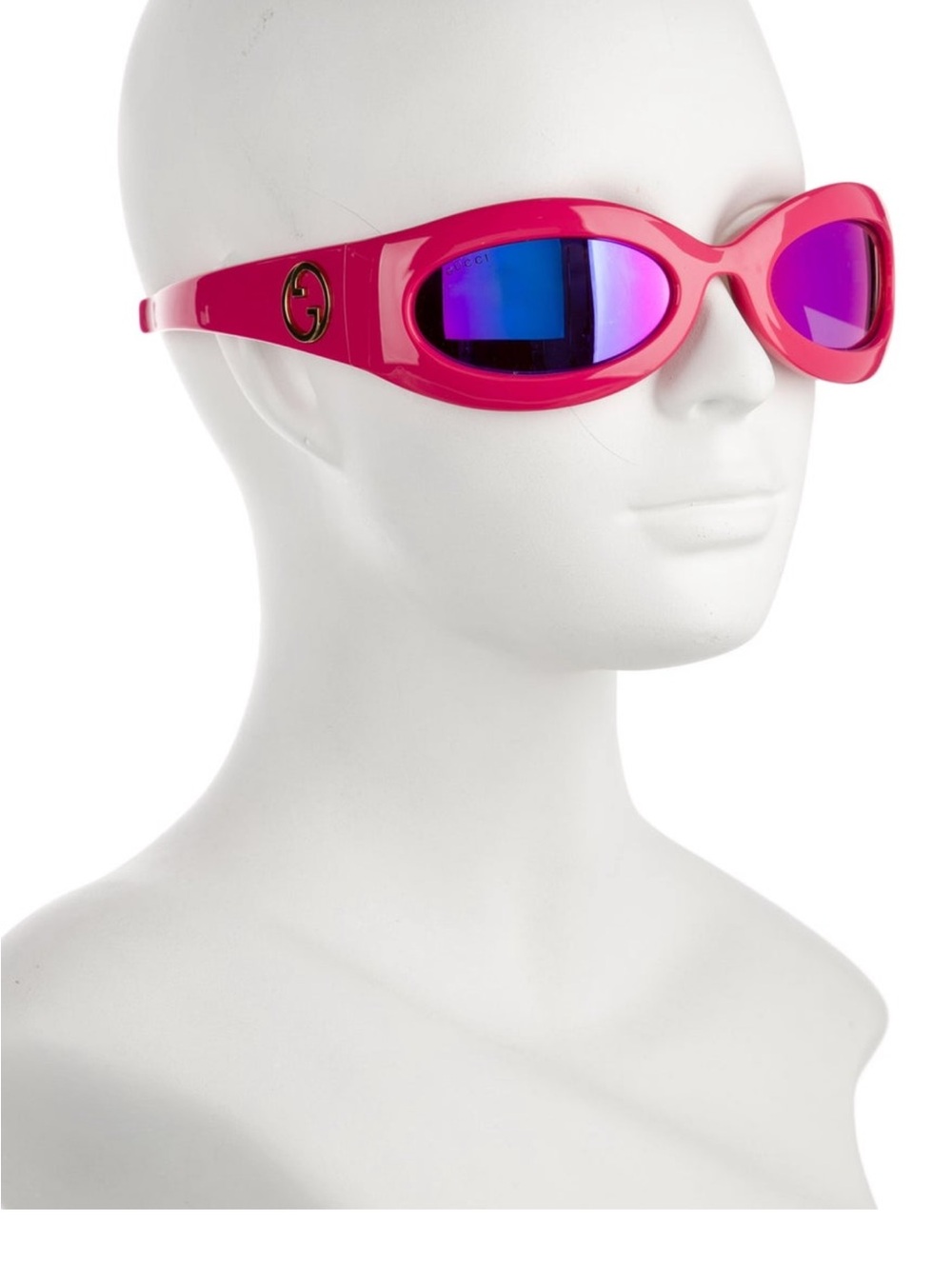 Gucci Pink Oval Mirrored Lens Sunglasses